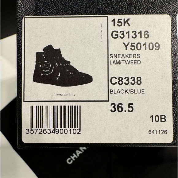 Chanel Lambskin/Tweed High Top Sneakers - Picture 9 of 13